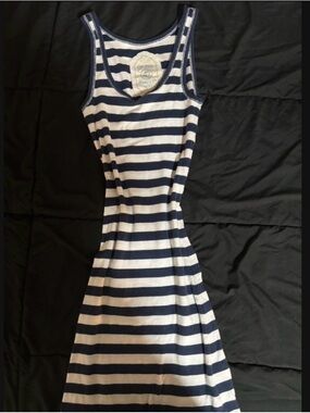 Superdry Navy & White Striped Midi Tank Dress